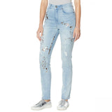 DG2 by Diane Gilman Women's Tall Virtual Stretch Crosshatch Destructed Skinny Jeans
