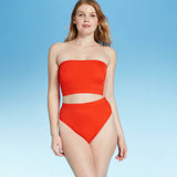 Xhilaration Women's Ribbed High Leg High Waist Bikini Swim Bottom