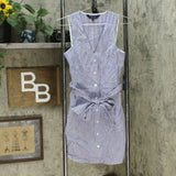 RACHEL Rachel Roy Sabrina Sleeveless Seersucker Tie Waist Cotton Dress