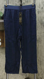 DG2 by Diane Gilman Women's Stretch Linen-Blend Crop Pants Navy Large