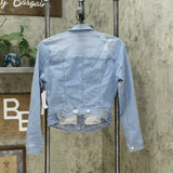 Tinseltown Women's Distressed Jean Jacket Light Blue Medium
