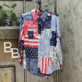 DG2 by Diane Gilman Women's Patchwork Print Button Down Shirt
