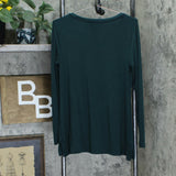 H by Halston Essentials Scoop-Neck Long Sleeve Tunic Top Deep Green XS