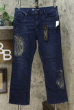 DG2 by Diane Gilman Women's Petite Peacock Embellished Boot Cut Denim Jeans