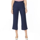 DG2 by Diane Gilman Women's Stretch Linen Blend Crop Pants Navy Plus 2X