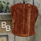 Leyden Women's Junior Fit Crushed Velvet Puff Sleeve Top