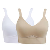 Rhonda Shear 2 Pack Mesh Back Detail Molded Cup Bras Nude/ White XL