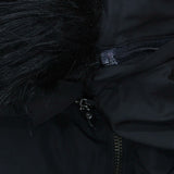 H by Halston Women's Hooded Down Parka With Faux Fur Trim Black 10