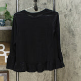 DG2 by Diane Gilman Women's Ruffle Hem Knit Shirt