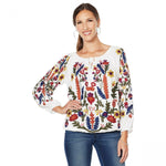 Colleen Lopez Women's Plus Size Embroidered Peasant Blouse