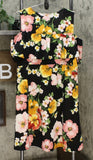 Slinky Brand Women's Printed Fit and Flare Ruffle Overlay Knit Dress
