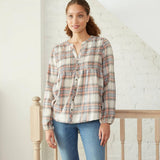 Knox Rose Women's Plaid Long Sleeve Button-Down Shirt