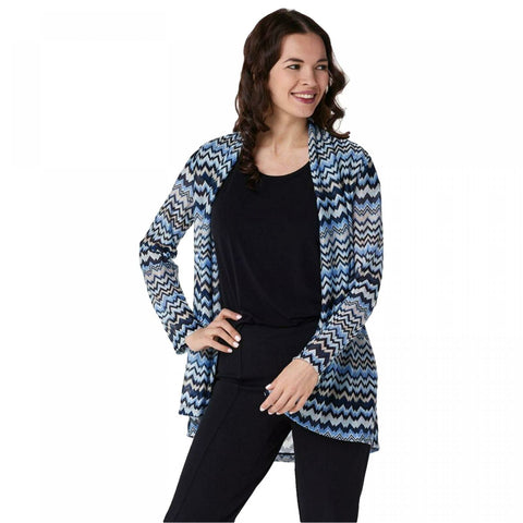 Susan Graver Plus Lightweight Sweater Knit Open Long-Sleeve Cardigan