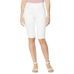 DG2 by Diane Gilman Women's Classic Stretch Pull On Bermuda Shorts White Large