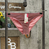 Xhilaration Women's Seersucker Cheeky Striped Bikini Bottom