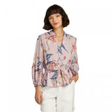 A New Day Women's Floral Print 3/4 Sleeve Tie Waist Blouse
