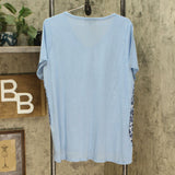 DG2 by Diane Gilman Burnout Printed Embellished Top Chambray Paisley XL