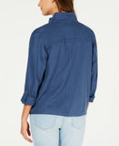 Style & Co. Women's Zip-Up Roll-Tab-Sleeve Jacket Uniform Blue XL