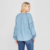 NWT Knox Rose Women's Long Sleeve Tencel Popover Top Shirt Blouse X-Small