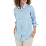 Charter Club Women's Artful Paisleys Printed Linen Blend Shirt