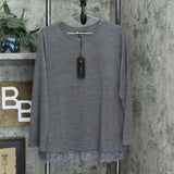 DG2 by Diane Gilman Women's Bell Sleeve Knit Top With Lace Hem