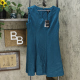 DKNY Women's V-Neck Faux Suede Seamed Fit Flare Dress