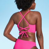 Shade & Shore Women's Lightly Lined V-Wire Ribbed Bikini Top
