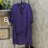 DG2 by Diane Gilman Women's Plus Size Drama Button Front Hi-Low Blouse
