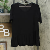 DG2 by Diane Gilman Sustainable Bamboo Crossover Peplum Top Black Large