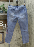 DG2 by Diane Gilman Women's Petite Embroidered Pull On Exposed Button Jeans