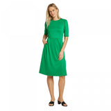 Who What Wear Women's Short Sleeve Round Neck Seamed Midi Dress