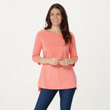 Isaac Mizrahi Live! Plus 3/4-Sleeve Knit Top With Cross Back Detail