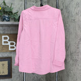 Denim & Co. Women's Roll Tab Sleeve Button Front Soft Utility Tunic Blouse