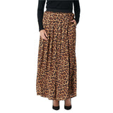 Joan Rivers Classics Collection Women's Elastic Waist Leopard Maxi Skirt
