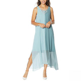 MarlaWynne Women's Plus Size Chiffon Colorblock Maxi Dress Seagrass 1X