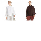 Prologue Women's Long Sleeve High Neck Mixed Media Blouse