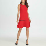 DKNY Women's Piped Flounce Hem Sheath Dress Scarlet Red 10
