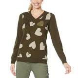DG2 by Diane Gilman Womens Breast Cancer Awareness Heart Sequin Sweater
