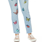 DG2 by Diane Gilman Women's Petite Embroidered Pull On Exposed Button Jeans