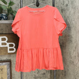 DG2 by Diane Gilman Women's Petal Sleeve Peplum Top Salmon XL