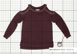 Knox Rose Women's Embellished Cold Shoulder Sweatshirt Burgundy