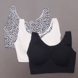 Rhonda Shear 3 Pack Body Bras With Removable Pads Black/ Leopard/ White XL