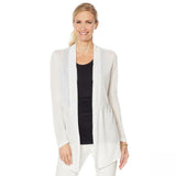 Rhonda Shear Women's Crochet Back Cardigan White Large