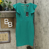 DKNY Women's V-Neck Ruffle Cap Sleeve Sheath Dress