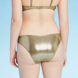 Xhilaration Women's Shiny Gold Extra Cheeky Bikini Bottom