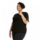 Ava & Viv Women's Plus Size Short Sleeve Pointelle Tie Top