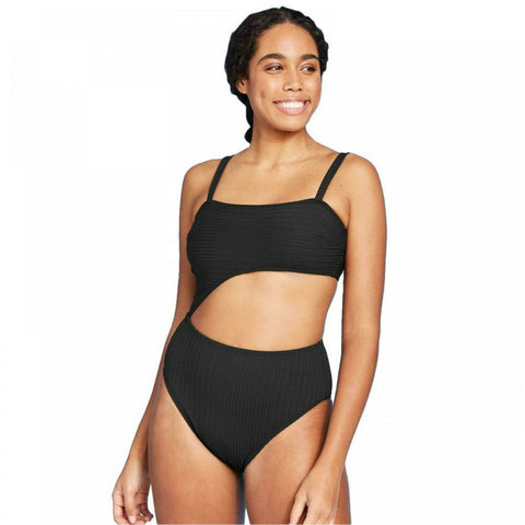Shade & Shore Women's Ribbed Cut Out One Piece Swimsuit
