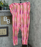 IMAN Plus Size City Chic Printed Ankle Pant Berry Ikat 3X