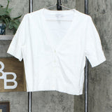 Isaac Mizrahi Live! Essentials Cropped Cardigan White Medium