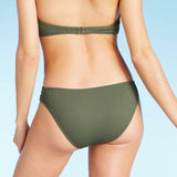 Shade & Shore Women's Ribbed Cheeky Bikini Swim Bottom